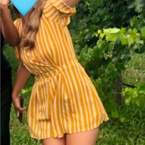 Trixxi Yellow Striped Romper Size M